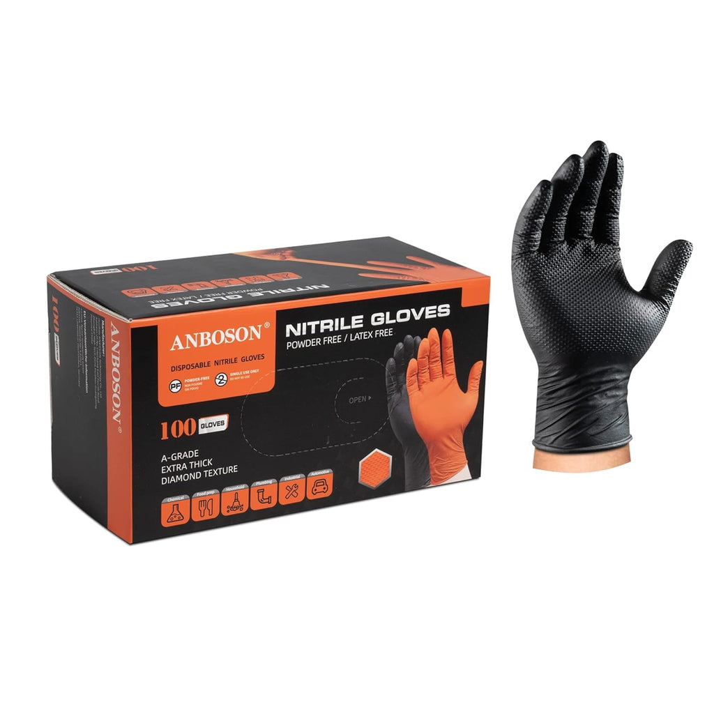 LARGE BLACK 10 MIL NITRILE GLOVES- 100 COUNT