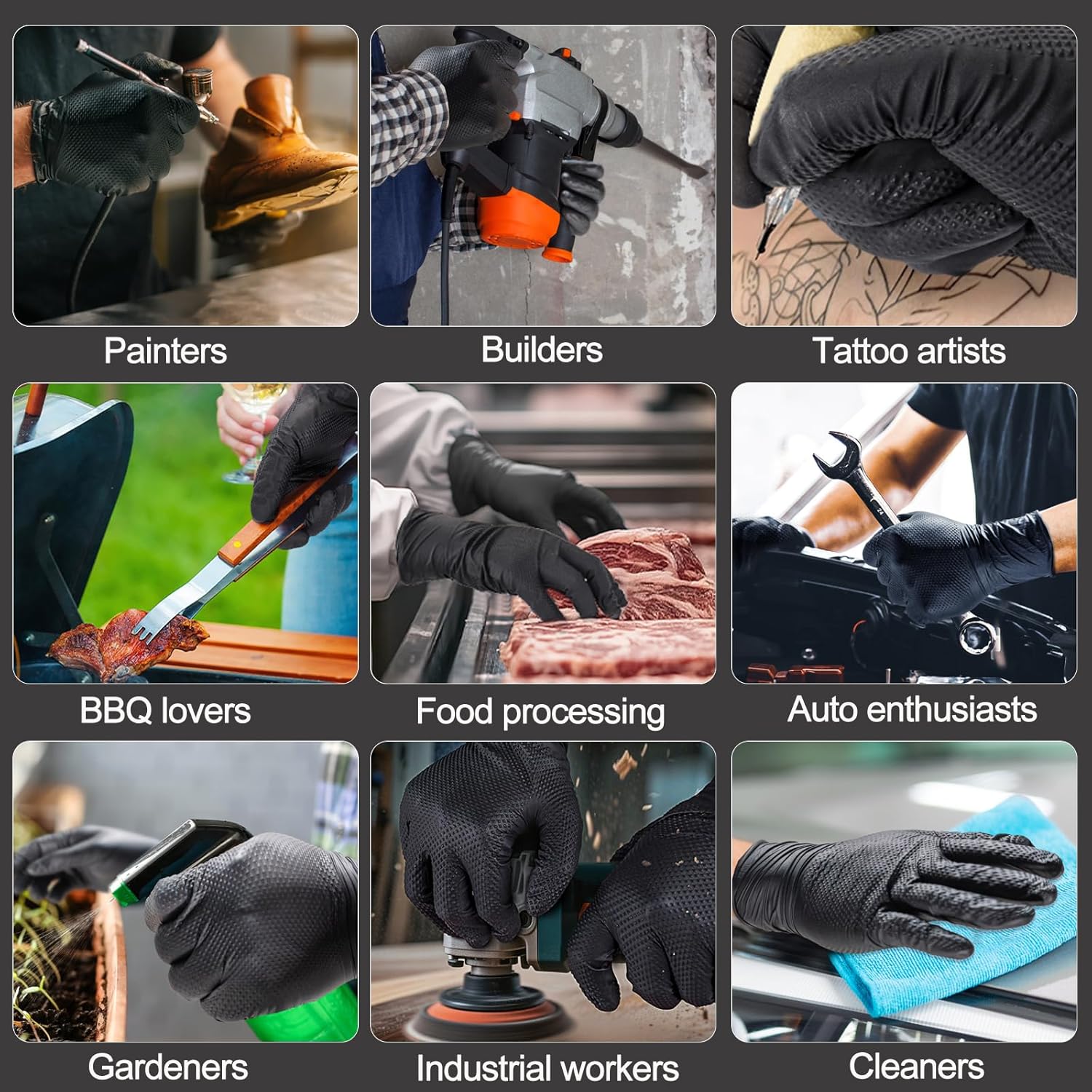 LARGE BLACK 10 MIL NITRILE GLOVES- 100 COUNT